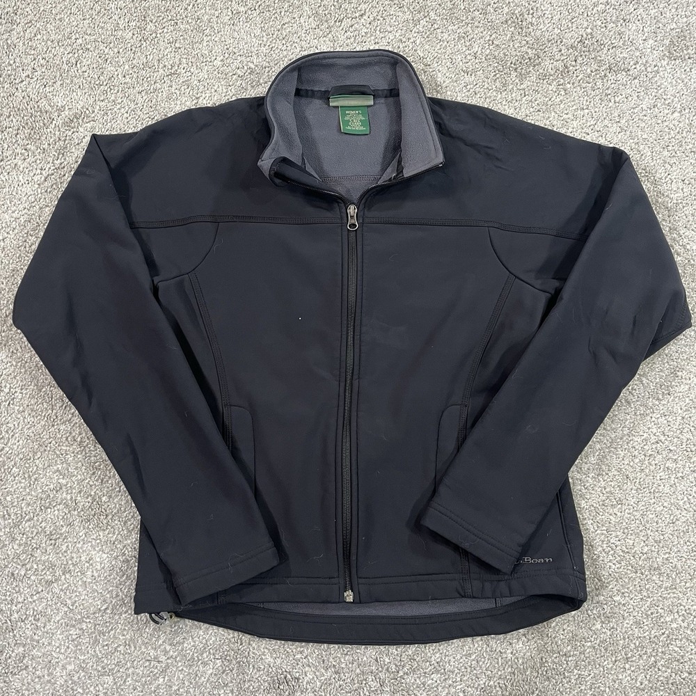 LL Bean Jacket S Softshell Black Fleece Lined Zip Thinsulate Outdoor Performance